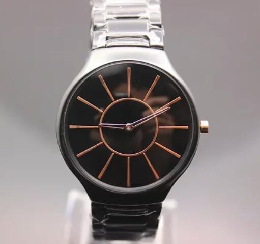 Luxury New Black White Ceramic Quartz Watch Men Women Relogio Masculino