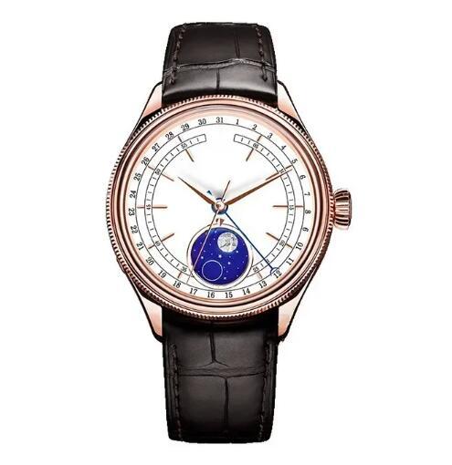 Luxury Mens Automatic Mechanical Watch Sapphire Cellini Moon Phase Silver Rose Gold Stainless Steel Black Leather 39mm