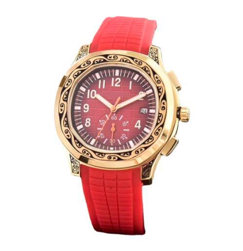 Luxury New Mens Mechanical Watch Automatic Gold Dual Time Blue Rubber Relogio Masculino