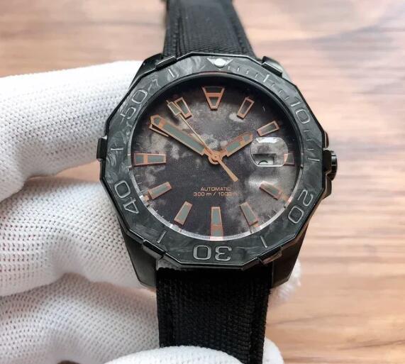 Luxury New Automatic Watch for Men Mechanical Watches Stainless Steel Rotatable Ceramic Black Canvas Leather Strap Sapphire