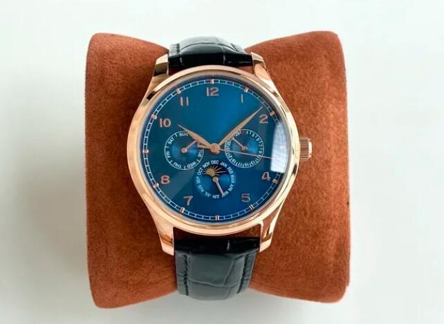 Luxury New Mens Automatic Mechanical Watch Rose Gold Blue White Dial Leather Strap Sport Watches