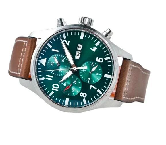 Luxury New Mens Mechanical Watch Pilots Automatic Green Brown Leather Fashion Watches