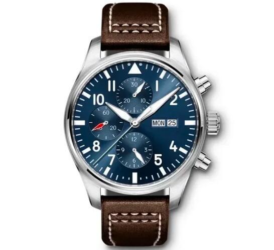 Luxury New Mens Mechanical Pilots Watch Automatic Blue Dial Canvas Black Brown Leather Relogio Masculino
