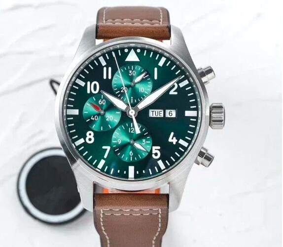 Luxury New Mens Mechanical Watch Pilots Automatic Green Brown Leather Fashion Watches