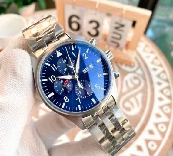 Luxury New Mens Mechanical Pilots Watch Automatic Day-date Blue Black Fashion Watches