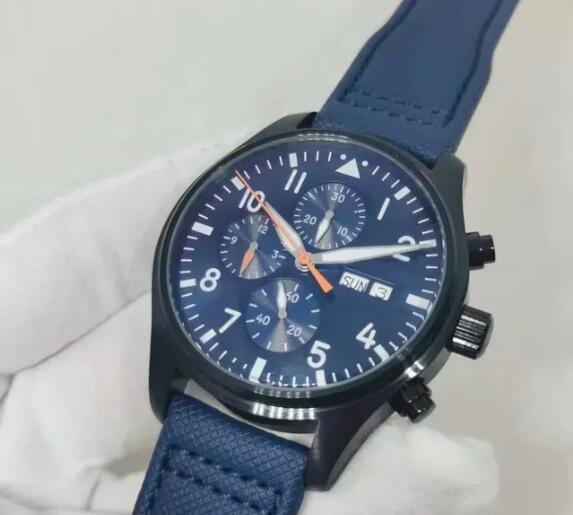 Luxury New Mens Mechanical Pilots Watch Automatic Blue Dial Canvas Black Brown Leather Relogio Masculino