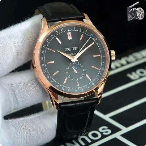 Luxury New Mens Mechanical Watch Moon Phase Automatic Rose Gold Black Brown Leather Fashion Watches