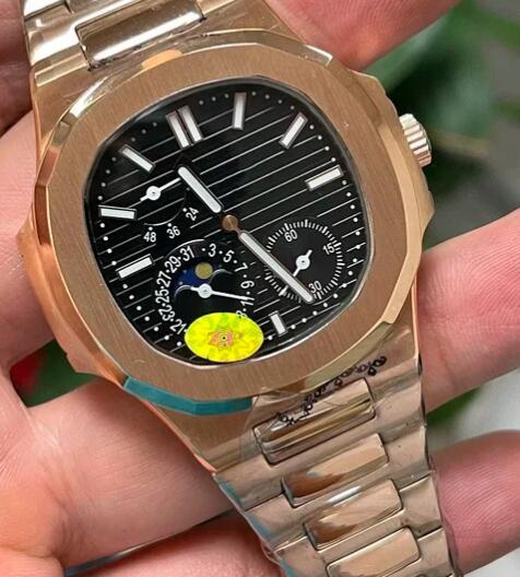 Luxury New Automatic Watch for Men Mechanical Watches Rose Gold Silver Stainless Steel Nautilus 5712/1A-001 MoonPhase Black Blue