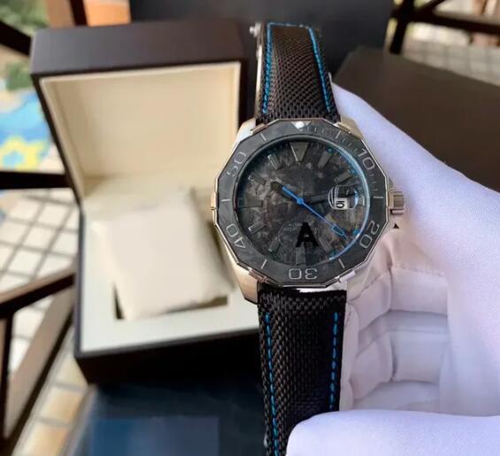 Luxury New Automatic Watch for Men Mechanical Watches Stainless Steel Rotatable Ceramic Black Canvas Leather Strap Sapphire