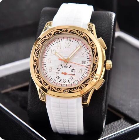 Luxury New Mens Mechanical Watch Automatic Gold Dual Time Blue Rubber Relogio Masculino