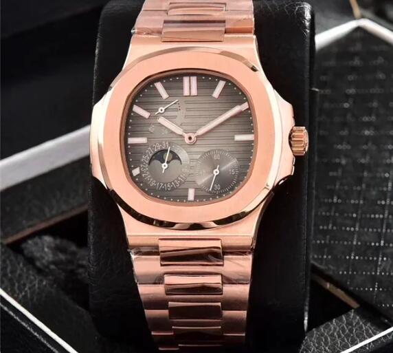 Luxury Men's Automatic Mechanical Power Watch 5712 Multifunctional Calendar Lunar Image Energy Storage Display Transparent