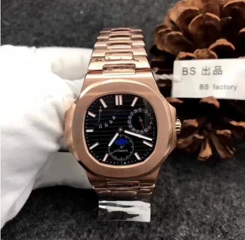 Luxury New Mens Mechanical Watch Automatic Rose Gold Moon Phase Black Blue Reloj Hombre