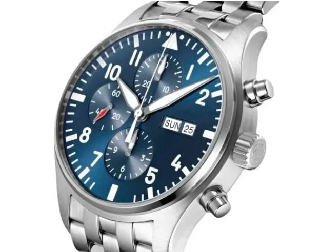 Luxury New Mens Mechanical Watch Pilots Automatic Prince Blue Green Dial Big Sport Stainless Steel Bracelet Watches 43mm