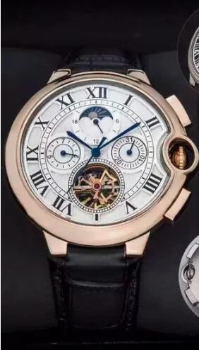 Luxury New Mens Mechanical Watch Automatic Black Blue Leather Tourbillion Moon Phase Sport Watches