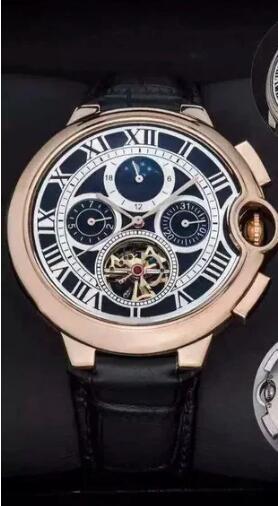 Luxury New Mens Mechanical Watch Automatic Black Blue Leather Tourbillion Moon Phase Sport Watches
