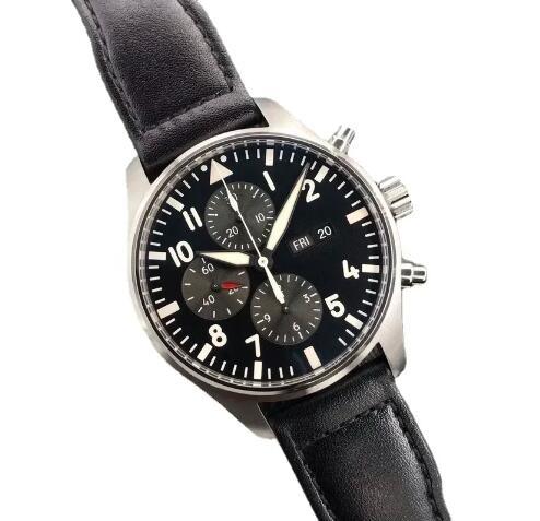 Luxury New Mens Mechanical Watch Pilot Automatic Black Leather Fashion Watches