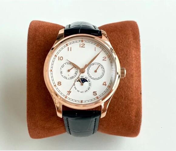 Luxury New Mens Automatic Mechanical Watch Rose Gold Blue White Dial Leather Strap Sport Watches