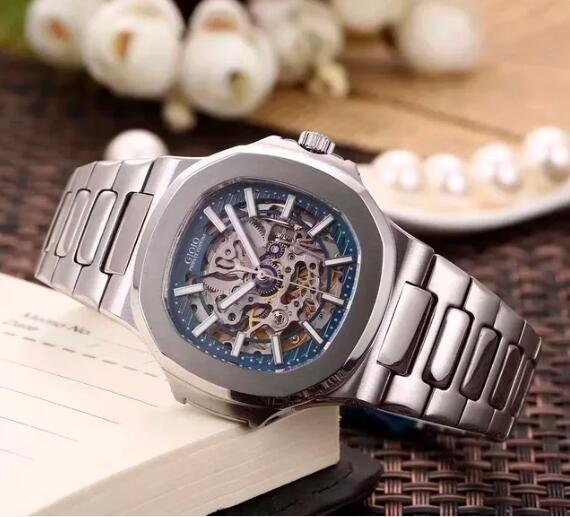 Luxury Mens Automatic Mechanical Watch Rose Gold Silver Black Skeleton Sapphire Transparent Tourbillion