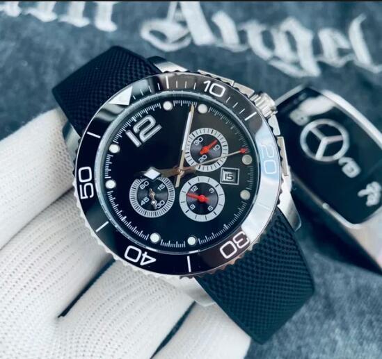 Luxury New Men's Automatic Watch Ceramic Ring Mouth Mechanical Rubber Black Blue Fashion Watches