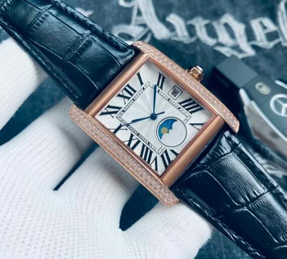 Luxury New Sun Moon Star Mens Watch Wowhide Automatic Mechanical Black Leather Sport Watches
