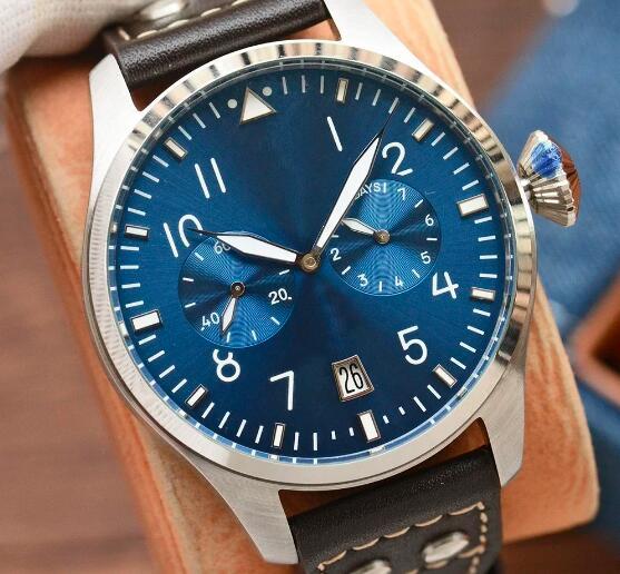 Luxury New Mens Automatic Mechanical Watch Blue Black Dial Brown Leather Reloj Hombre