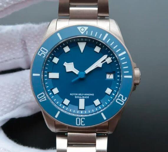 Men's Watch Automatic Mechanical Movement Black Blue Ceramic Bezel Stainless Steel Bracelet 42mm