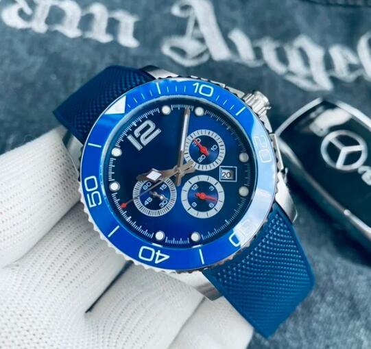 Luxury New Men's Automatic Watch Ceramic Ring Mouth Mechanical Rubber Black Blue Fashion Watches