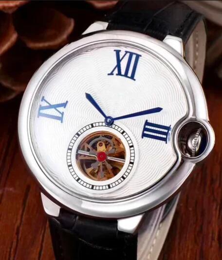 Luxury New Mens Mechanical Watch Automatic Rose Gold Black Leather Tourbillon Fashion Watches