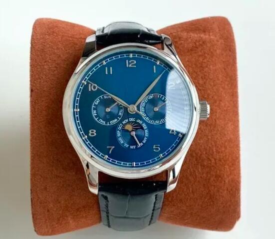 Luxury New Mens Automatic Mechanical Calendar Watch Stainless Steel MoonPhase Black Leather Sport Watches