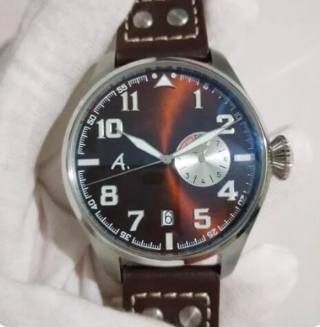 Luxury New Mens Automatic Mechanical Watch Prince Big Pilots Brown Leather Sport Watches