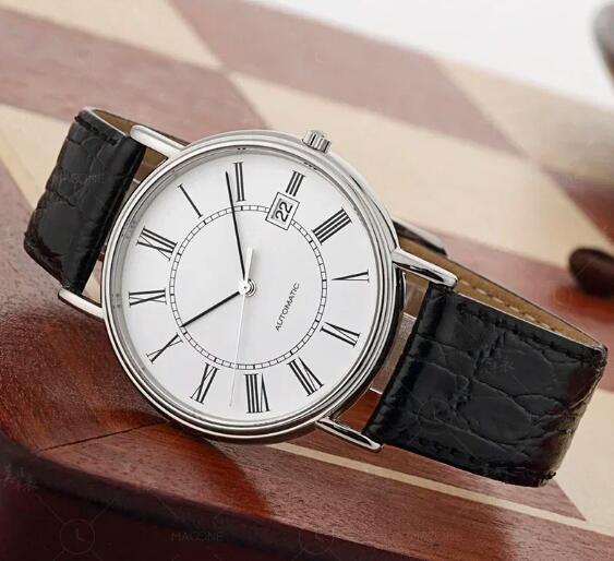 Luxury New Rose Beauty Mens Mechanical Watch Elegant Gentleman Automatic Black Leather Sport Watches