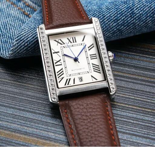 Luxury New Mens Tanks Automatic Mechanical Watch Black Brown Beathe Scratch-proof Diamond Fashion Watches
