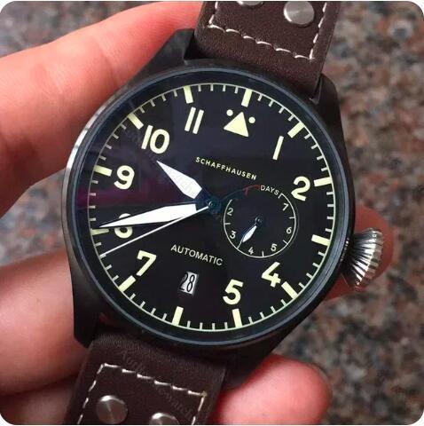 New Pilots Watch Automatic Brown Dial Luxury sports Men Mechanical WristWatch Black Brown Leather