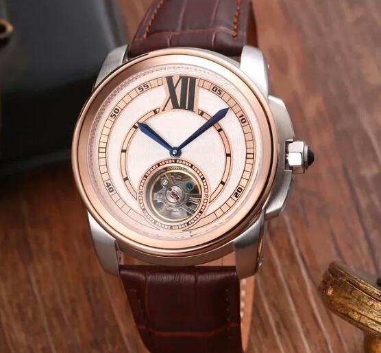 Luxury New Mens Mechanical Watch Automatic Tourbillion Rose Gold Black Brown Leather Fashion Watches