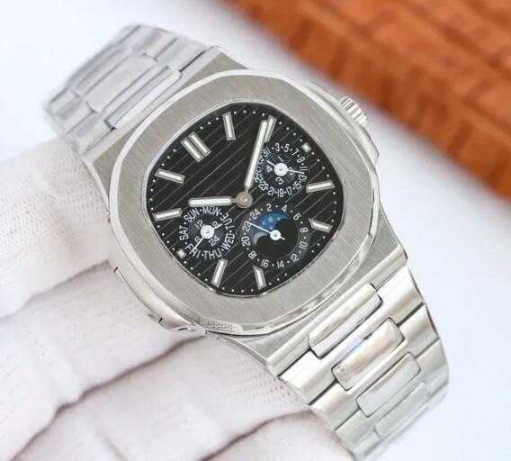 Luxury New Automatic Watch for Men Mechanical Watches Stainless Steel Silver Black Blue Rose Gold MoonPhase Three Eye 40mm