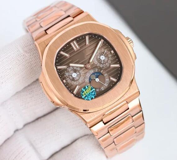 Luxury New Automatic Watch for Men Mechanical Watches Stainless Steel Silver Black Blue Rose Gold MoonPhase Three Eye 40mm