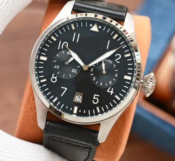 Luxury New Mens Automatic Mechanical Watch Blue Black Dial Brown Leather Reloj Hombre
