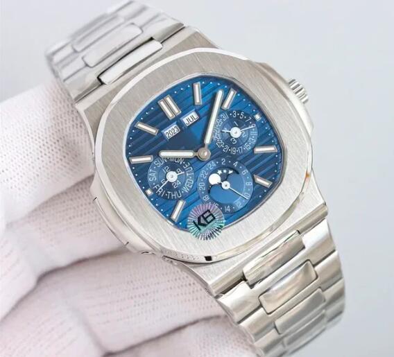 Luxury New Automatic Watch for Men Mechanical Watches Stainless Steel Silver Black Blue Rose Gold MoonPhase Three Eye 40mm