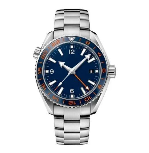 Luxury New Mens Automatic Mechanical Watch Independent GMT Blue Ceramic Relogio Masculino