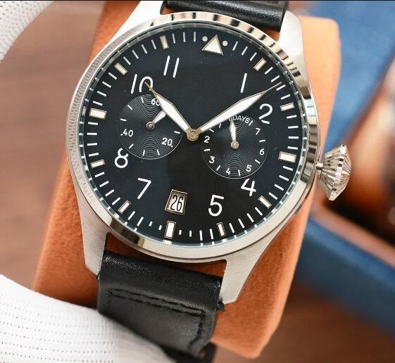 Luxury New Mens Automatic Mechanical Watch Blue Black Dial Brown Leather Reloj Hombre
