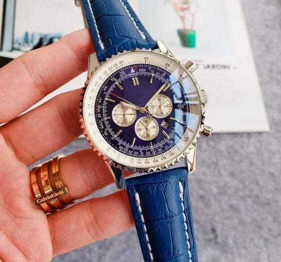 Luxury New Mens Mechanical Watch Automatic Black Blue Leather Sport Watches