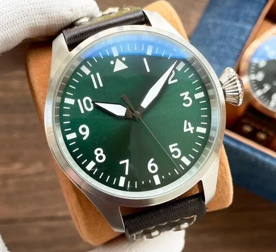Luxury New Classic Big Automatic Mechanical Men's Pilot Watch Black Leather Reloj Hombre