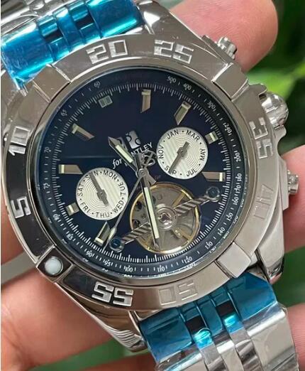 Luxury New Mens Mechanical Watch Automatic Tourbillion Black Leather Relogio Masculino