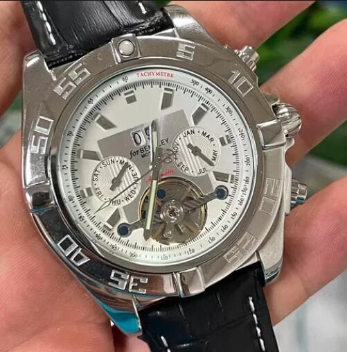 Luxury New Mens Mechanical Watch Automatic Tourbillion Black Leather Relogio Masculino
