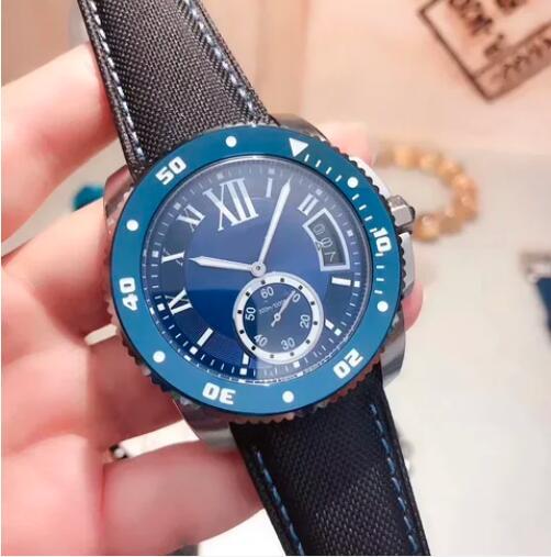 Luxury New Mens Mechanical Watch Automatic Rubber Black Blue Leather Ceramic Sport Watches