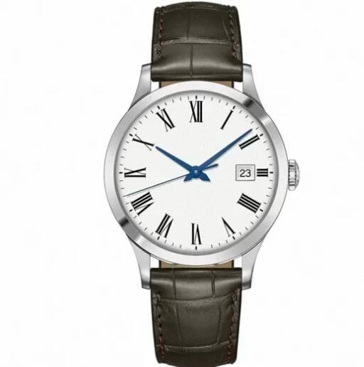 Luxury New Watch Mens Mechanical Automatic Black Leather White Dial Reloj Hombre
