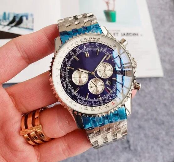 Luxury New Mens Mechanical Watch Automatic Black Blue Leather Sport Watches