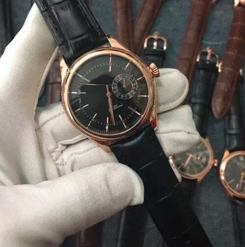 Luxury New Mens Mechanical Watch Automatic Black Rose Gold Leather Reloj Hombre
