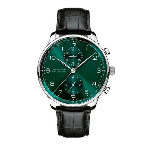 Luxury New Mens Sport Watch Black Leather Automatic Mechanical Watches Green Dial Universal Fashion Watches