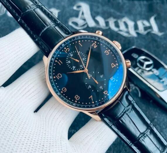 Top Luxury Brand High Quality Dial 43mm Automatic Watch for Men Mechanical Portuguese series Black Leather Business Wristwatch